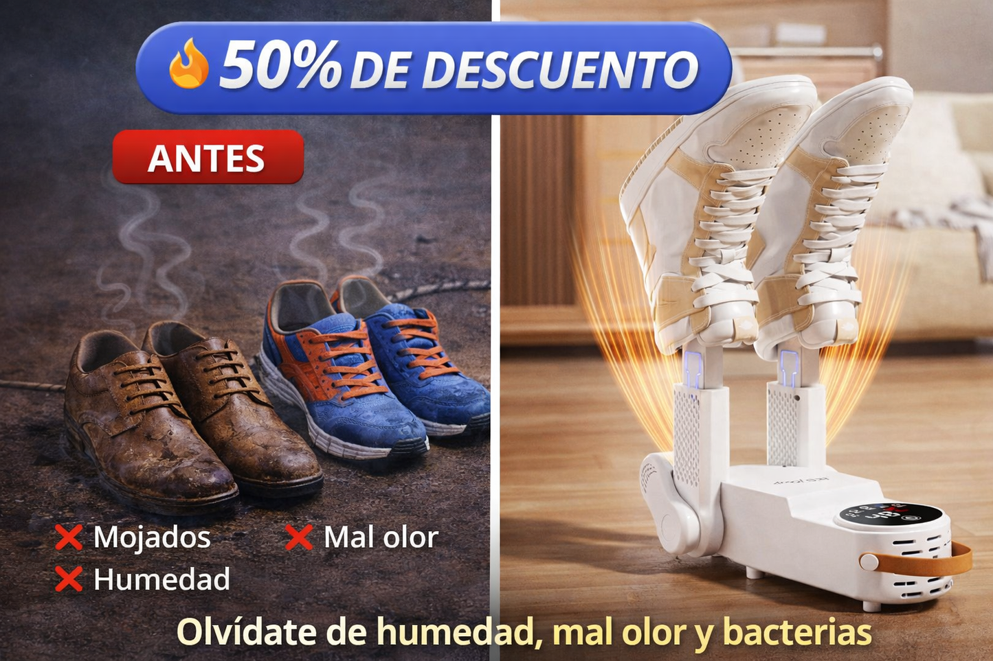Secador de Zapatos Eléctrico | Elimina Humedad y Mal Olor Rápidamente