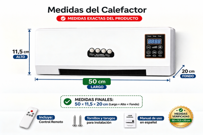 Calefactor de Pared Inteligente con Control Remoto y Temporizador